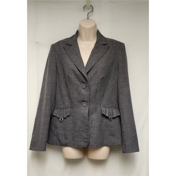 Signature By Larry Levine Single Breasted Blazer Color Gray Size 12 - Picture 2 of 6